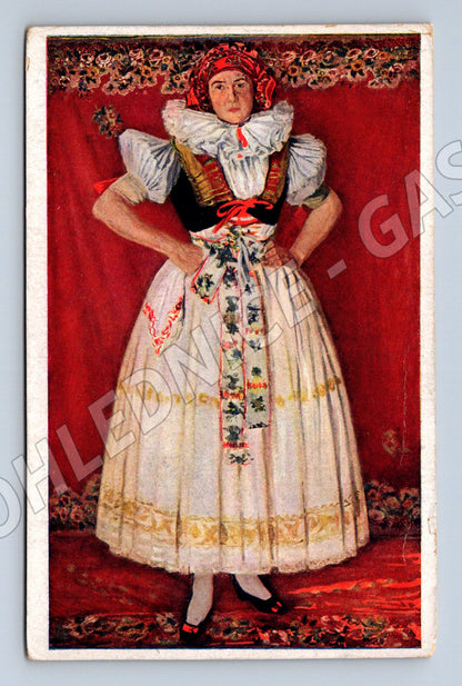 Postcard Slovak girl in folk costume J Skrbek (M8907)