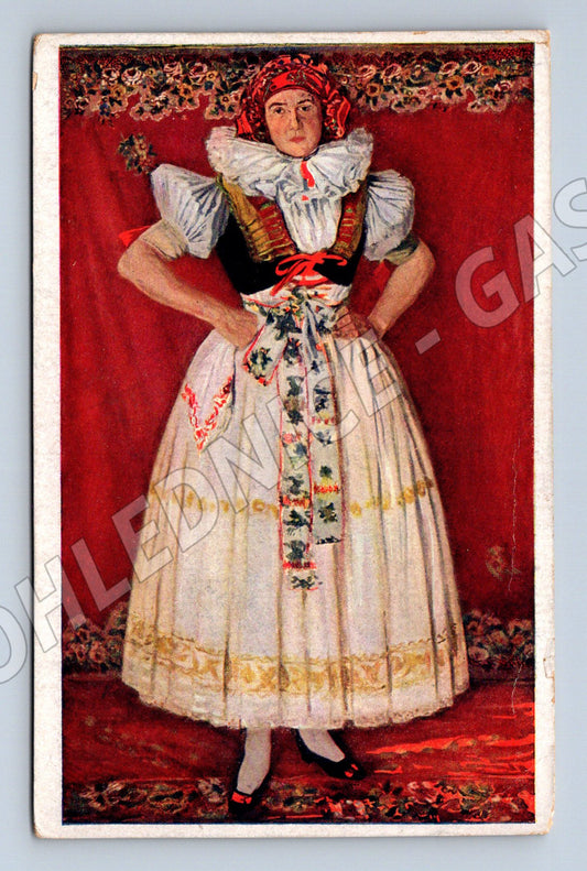 Postcard Slovak girl in folk costume J Skrbek (M8907)
