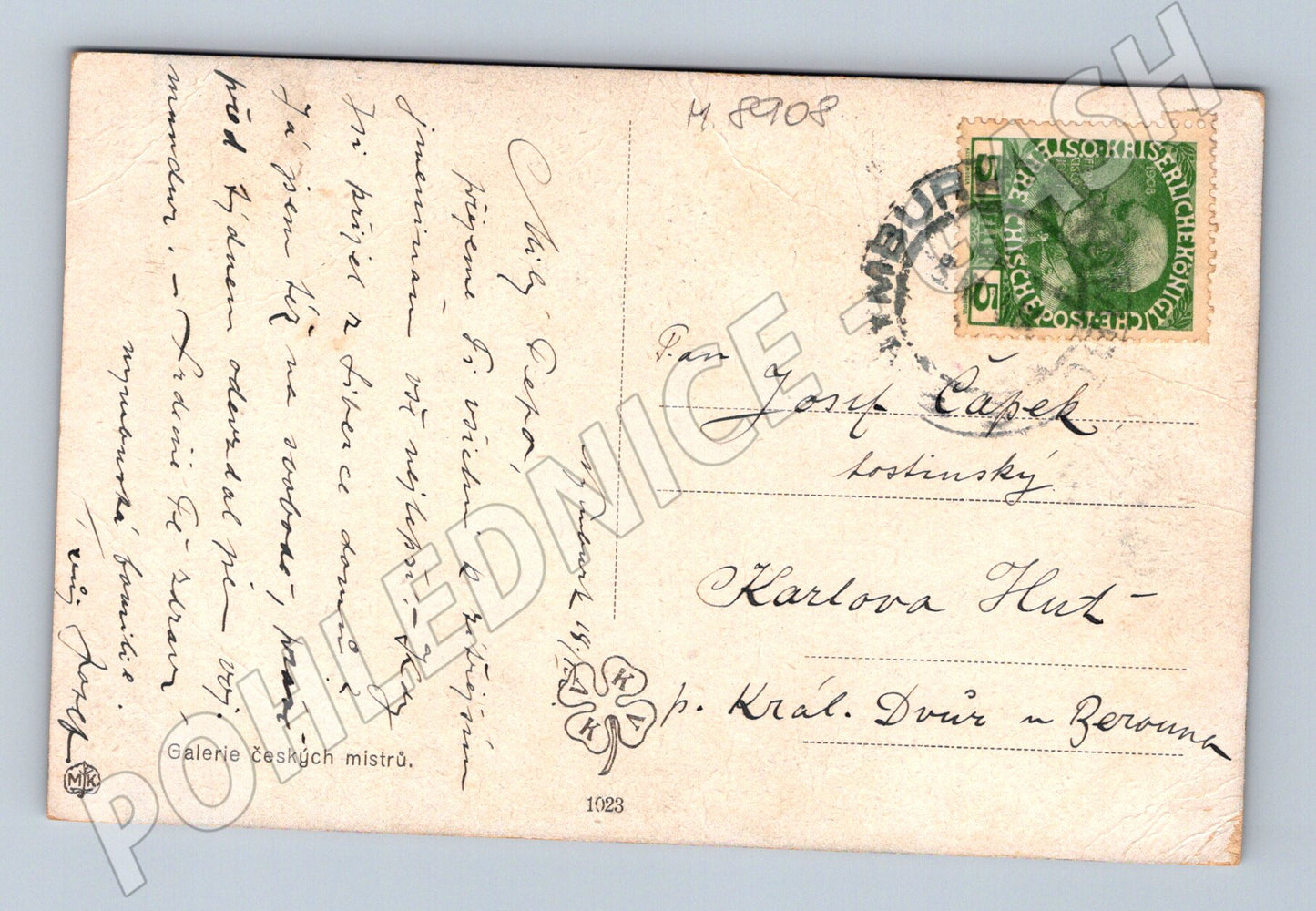 Postcard Ženíšek On the Grass Gallery of Czech Masters (M8908)