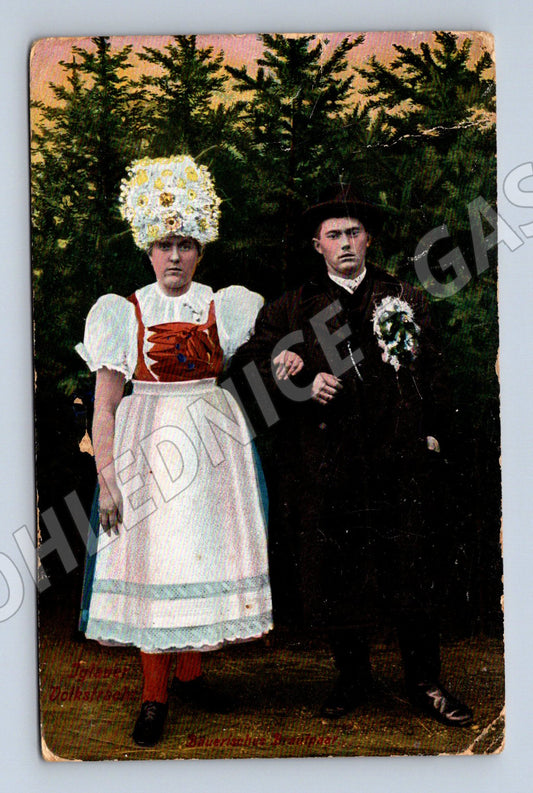 Postcard folk costume 1912 colored ethnography (M8912)