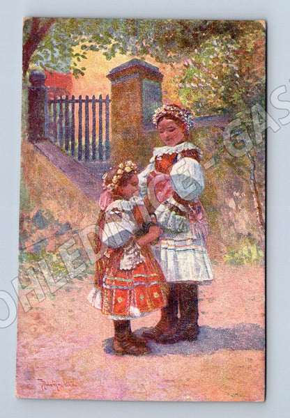 Postcard of a bridesmaid in a traditional costume J Jáchym ethnography (M8918)