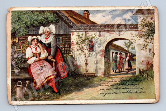 Pohlednice český kroj venkov starožitná etnografie (M8924)