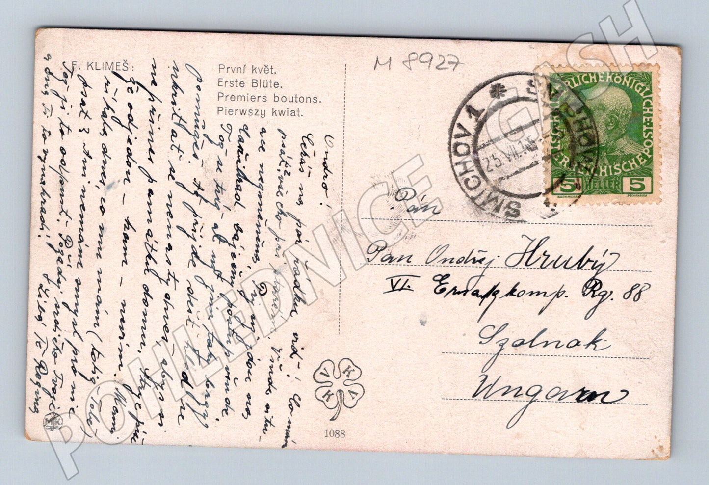 Postcard ethno costume 1915 F Klimeš RU stamp (M8927)
