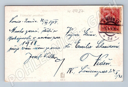 Postcard Christmas Chodsko 1917 winter costumes (M8937)