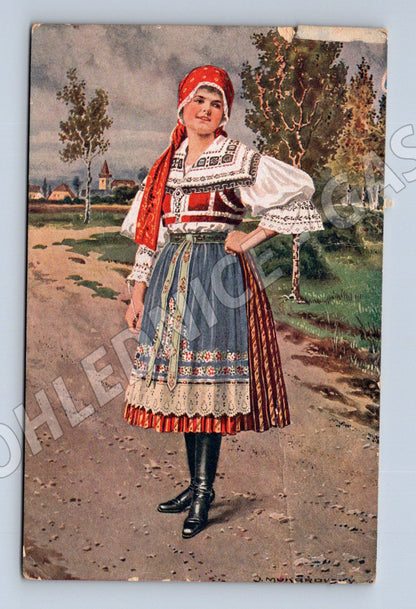 Postcard national costume J Mukařovský ethnography (M8942)