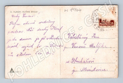 Postcard O Vlach young couple in traditional costumes Let's be ours (M8944)