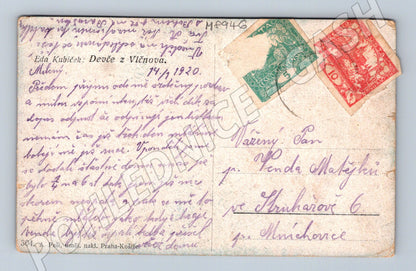 Pohlednice děvče z Vičnova v kroji 1930 (M8946)