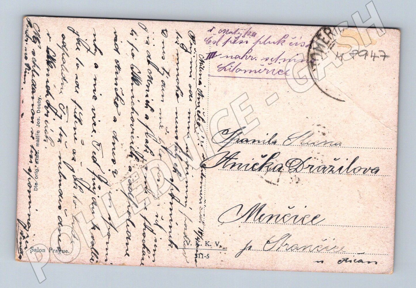 Postcard peasant entertainment Czech costumes Salon Prague (M8947)
