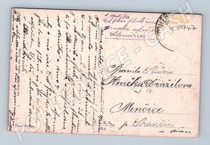 Postcard peasant entertainment Czech costumes Salon Prague (M8947)