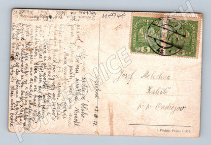 Pohlednice žena v kroji 1914 RU známka (M8948)