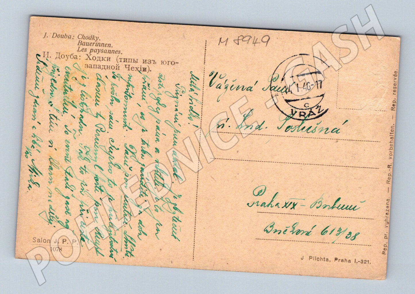 Postcard cabbage harvest folk costumes Southwest Bohemia (M8949)