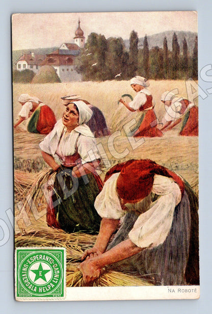 Postcard Country women harvest at the farm (M8950)