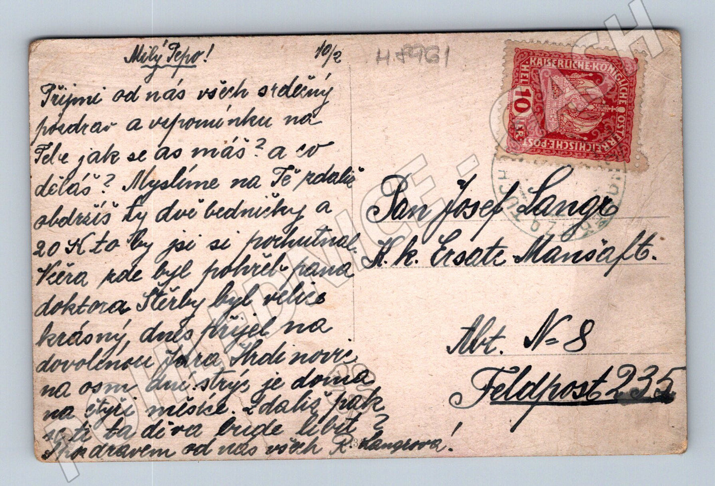 Postcard girl in traditional costume J Šenšek RU pasted (M8961)