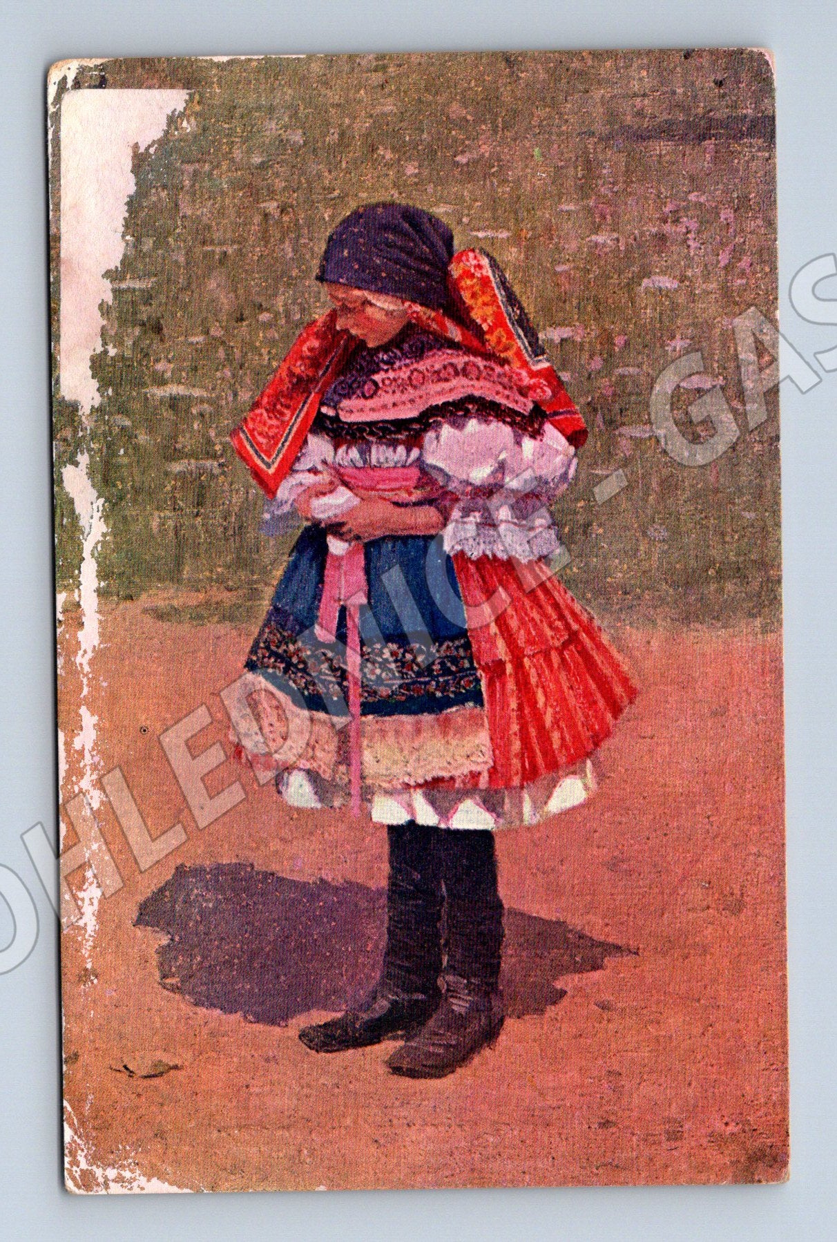 Postcard Uprka Miločanka girl in traditional costume (M8964)