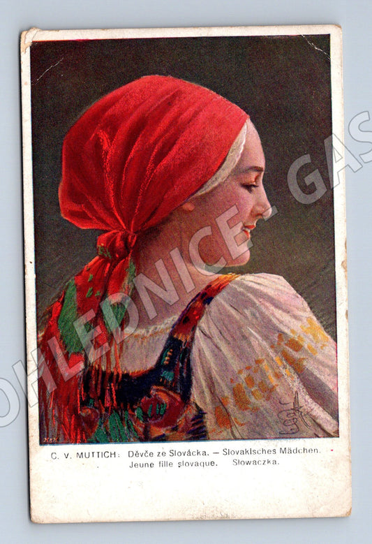 Pohlednice děvče ze Slovácka Muttich etno (M8965)