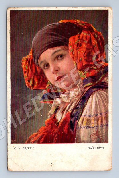 Postcard Our Children Girl in Traditional Costume Muttich (M8967)