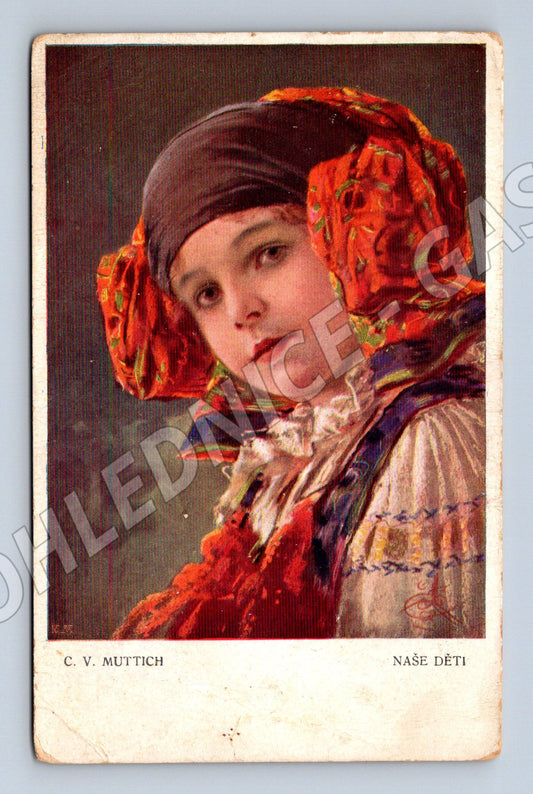 Pohlednice Naše děti dívka v kroji Muttich (M8967)