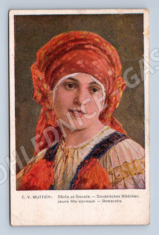 Pohlednice dívka ze Slovácka v kroji zaslaná (M8968)