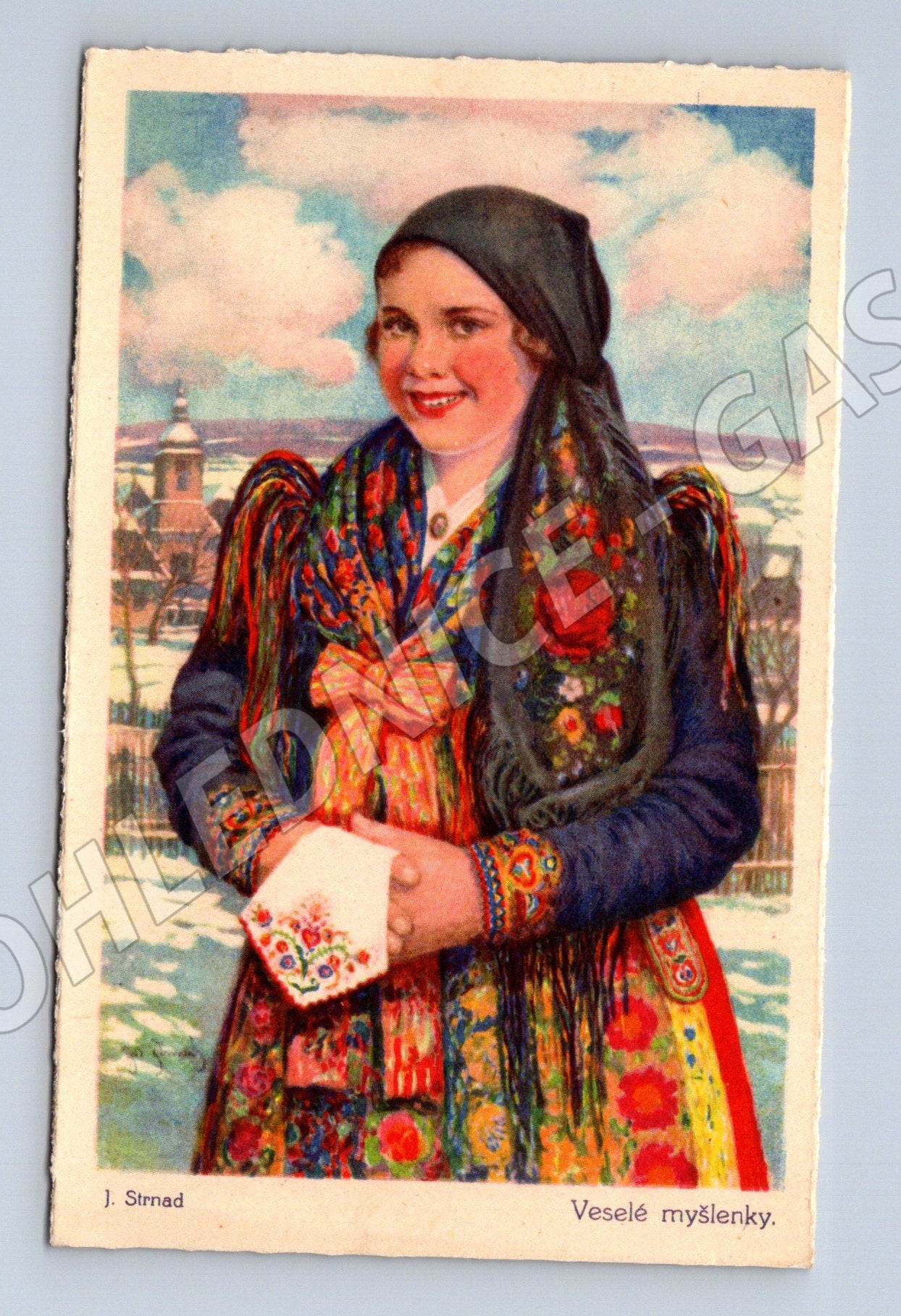 Postcard Happy Thoughts folk costume Šimand (M8980)