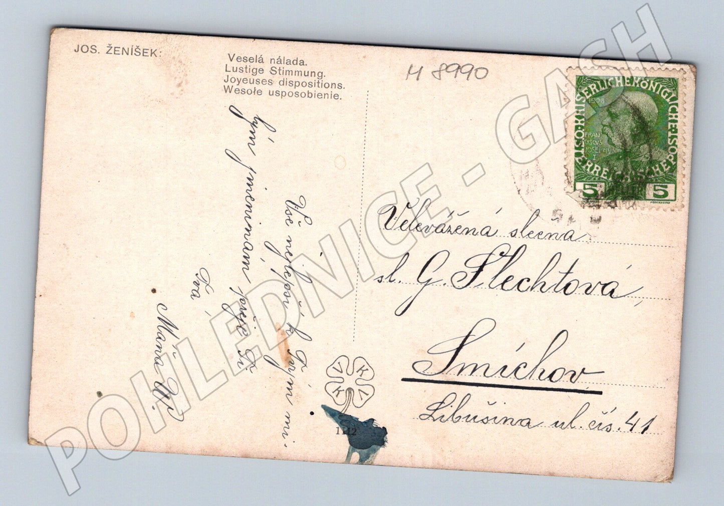 Postcard Ženišek Cheerful mood RU period (M8990)
