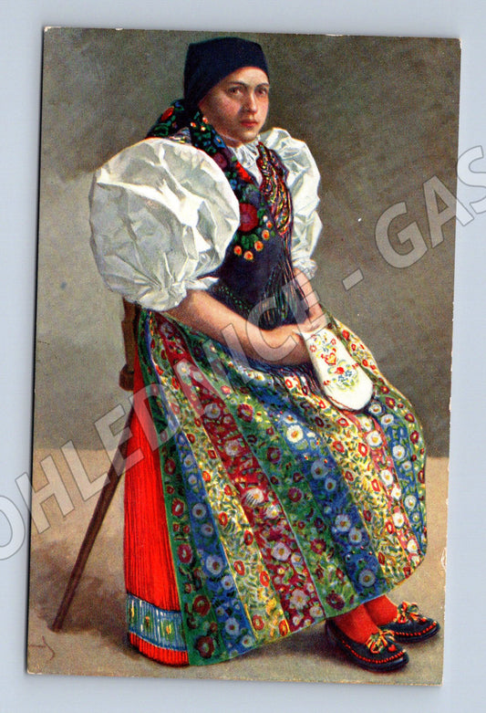 Postcard Chodský folk costume girl Jos Strnadel (M8995)