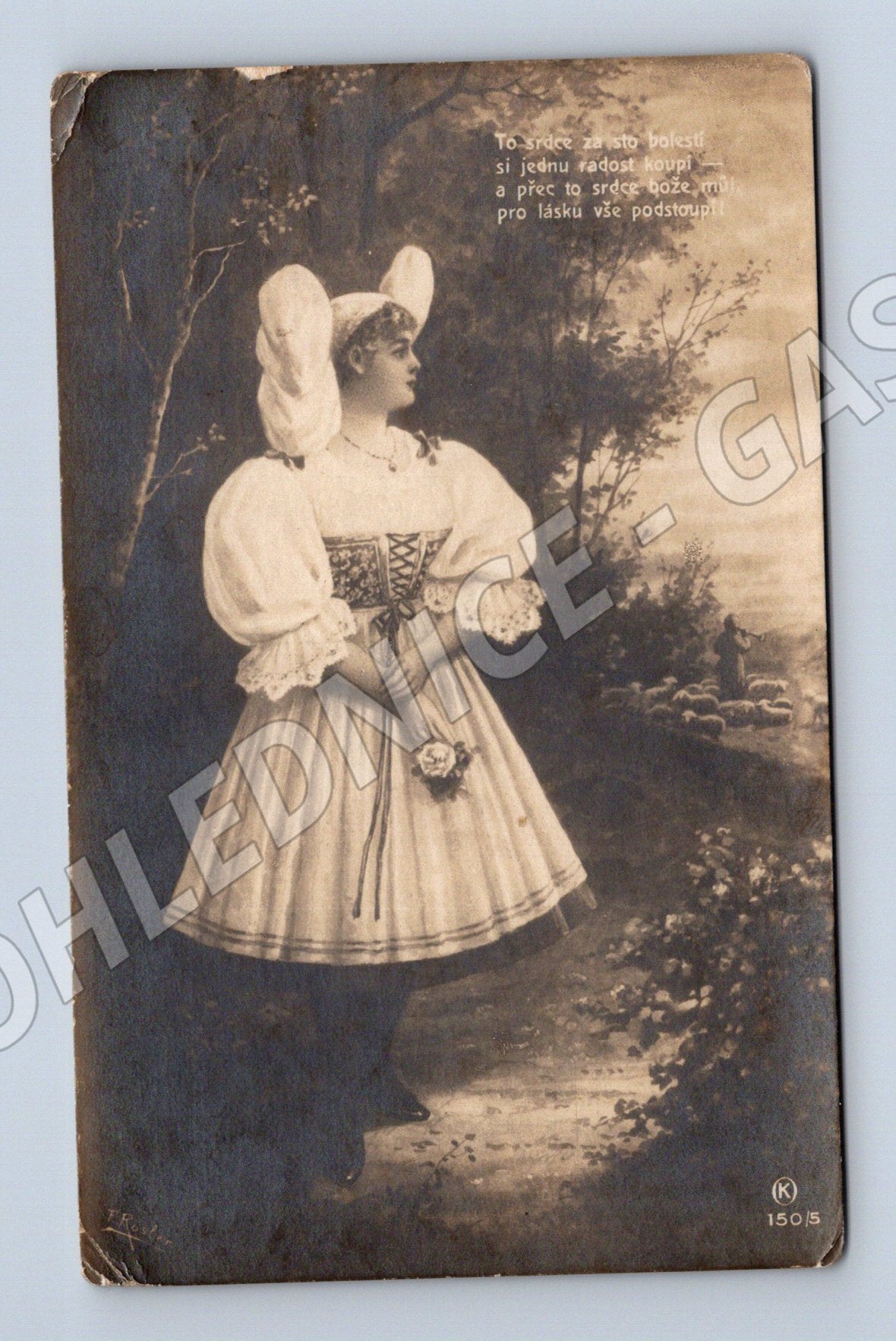 Postcard woman in Czech costume charity 1915 (M9003)