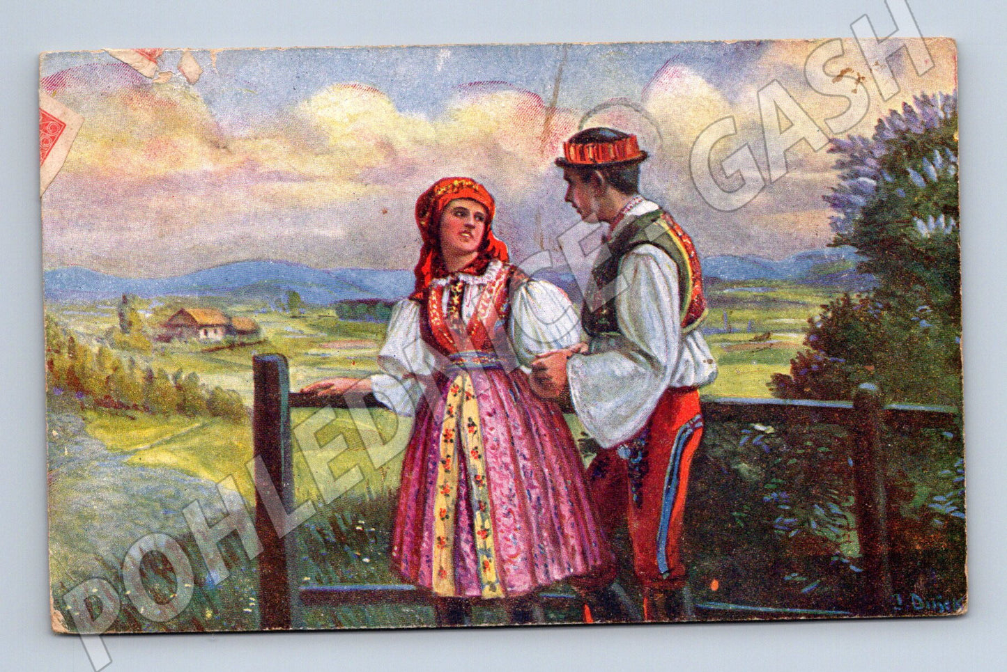 Postcard Morning on Slováča Slovak folk costume (M9004)