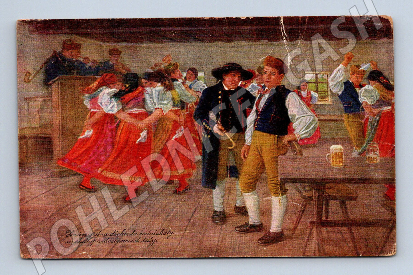 Postcard folk dance Czech costume (M9008)
