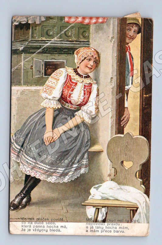 Postcard Czech costume ethnography 1920 sent (M9014)