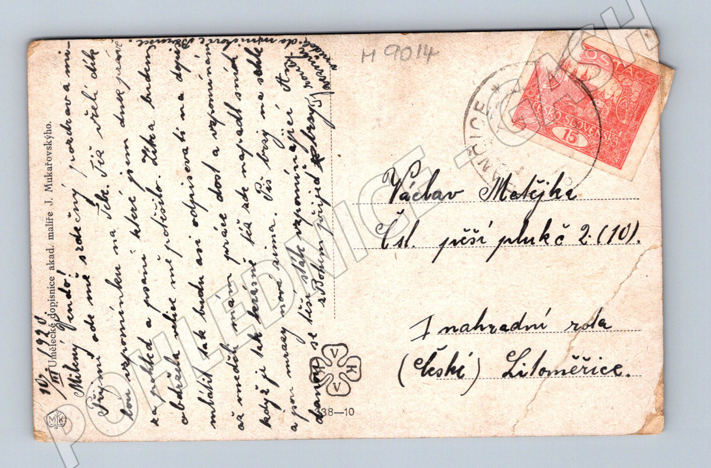 Postcard Czech costume ethnography 1920 sent (M9014)