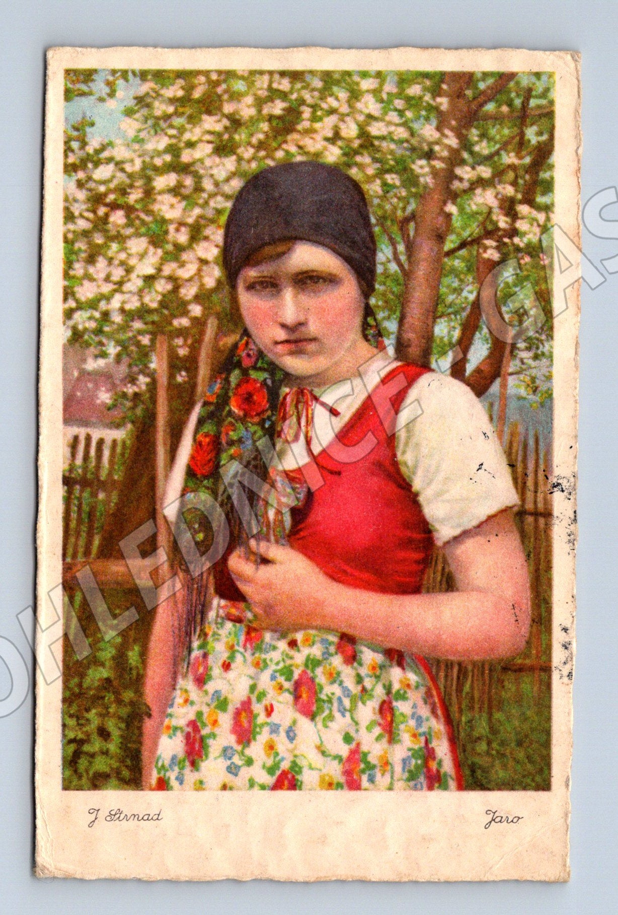 Postcard girl in folk costume sent in 1939 (M9015)