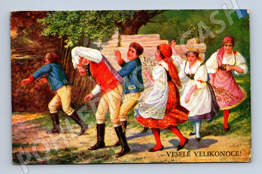 Postcard Easter folk costumes ethnography (M9017)