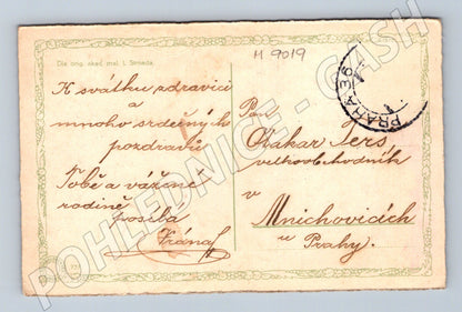 Pohlednice dívka v kroji ČSR 1930 prošlá (M9019)