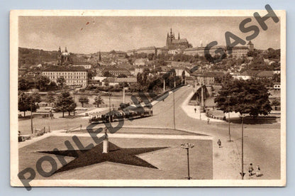 Pohlednice Praha Smetanovo náměstí výhled na hrad (M902)