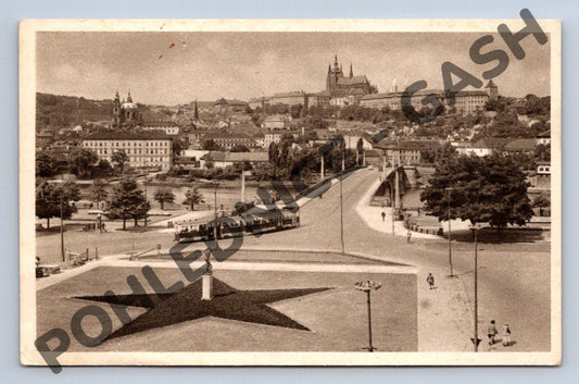 Pohlednice Praha Smetanovo náměstí výhled na hrad (M902)