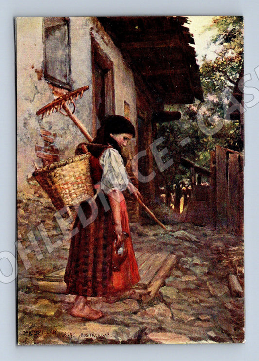 Pohlednice Špillar dívka s košem Chodsko (M9029)