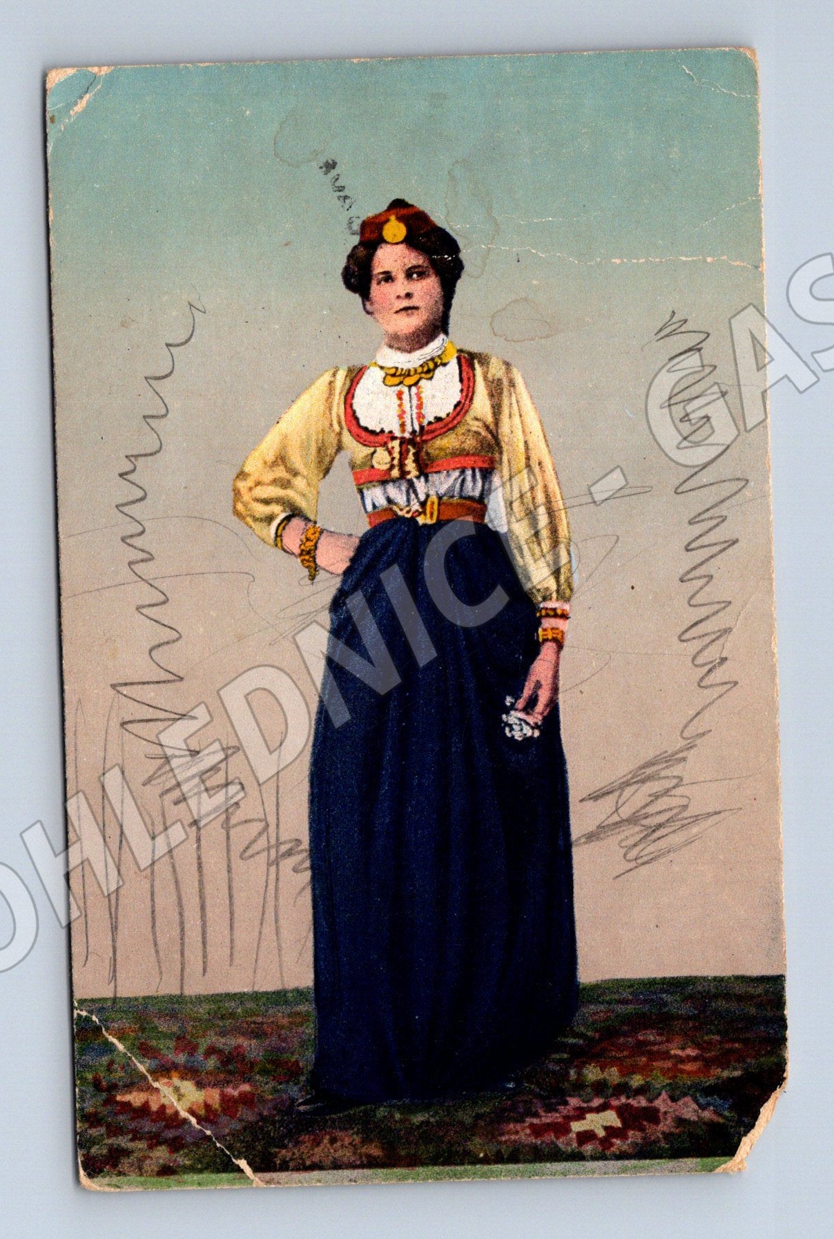 Pohlednice Bosenská dívka v kroji 1913 (M9031)