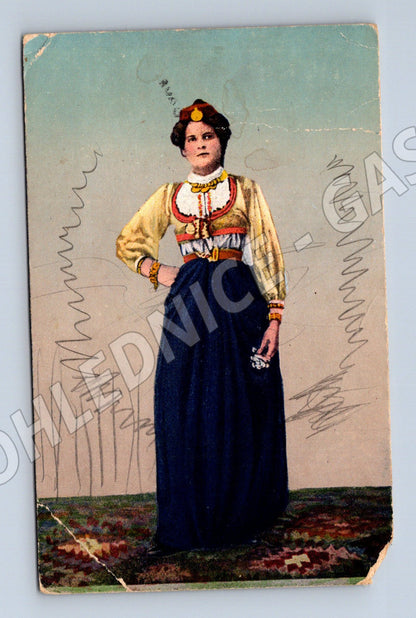 Pohlednice Bosenská dívka v kroji 1913 (M9031)