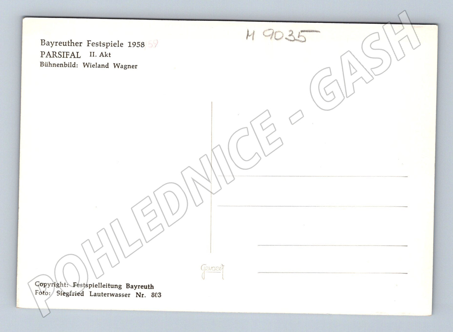 Postcard Bayreuth 1958 Parsifal opera (M9035)