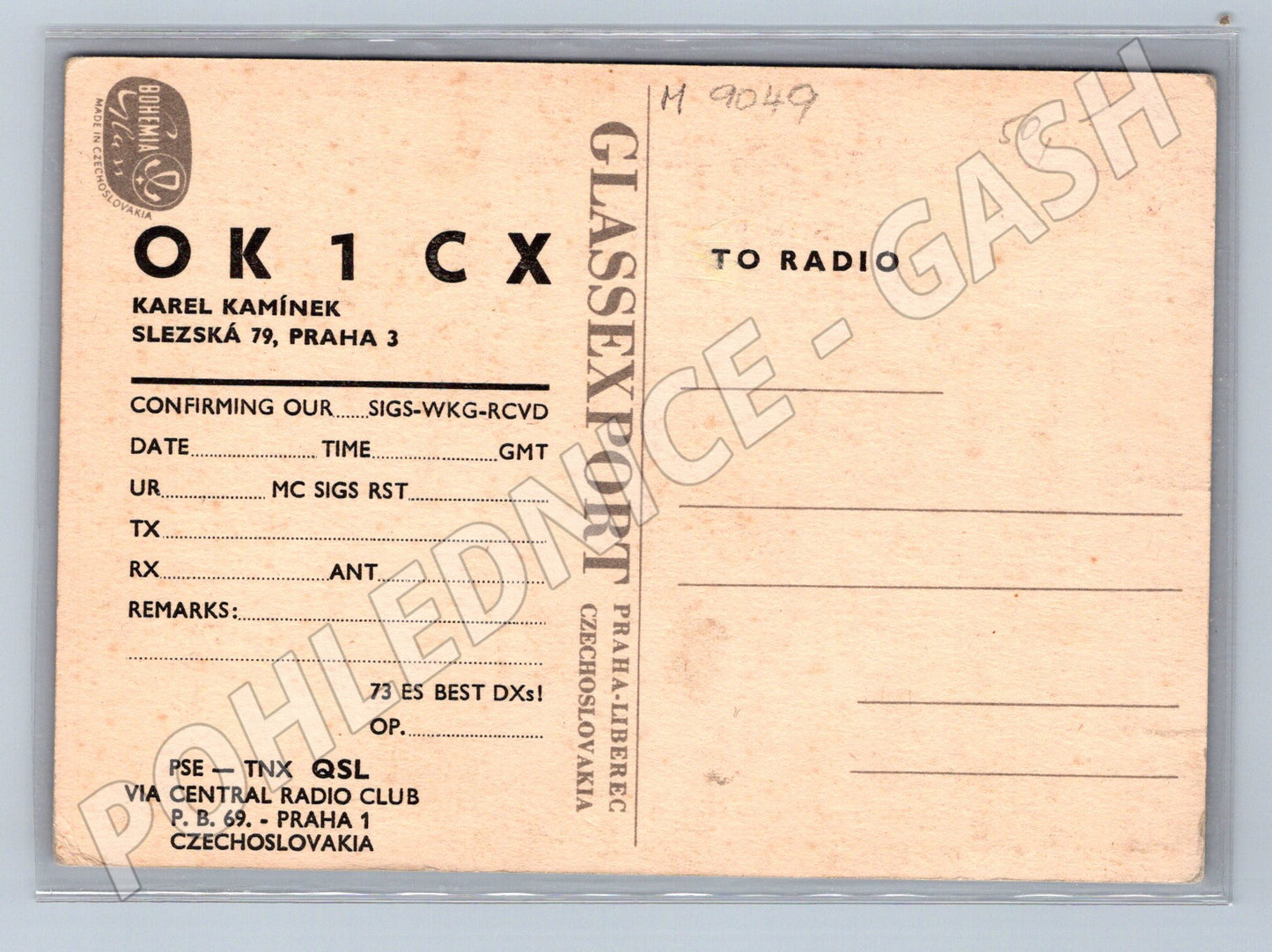 Pohlednice QSL Bohemian Glass Only ČSSR (M9049)
