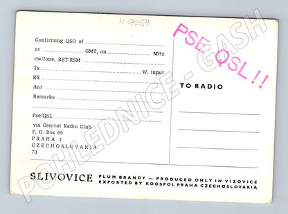 Pohlednice QSL slivovice Jelínek ČSSR (M9051)