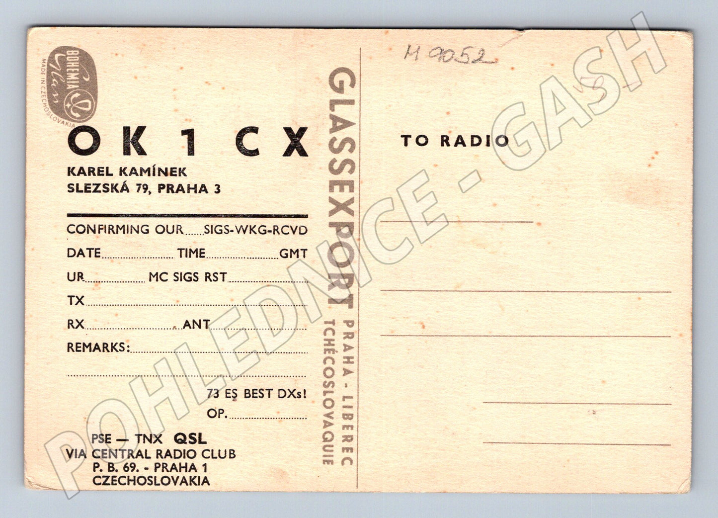 Pohlednice QSL Karel Kamínek Praha (M9052)