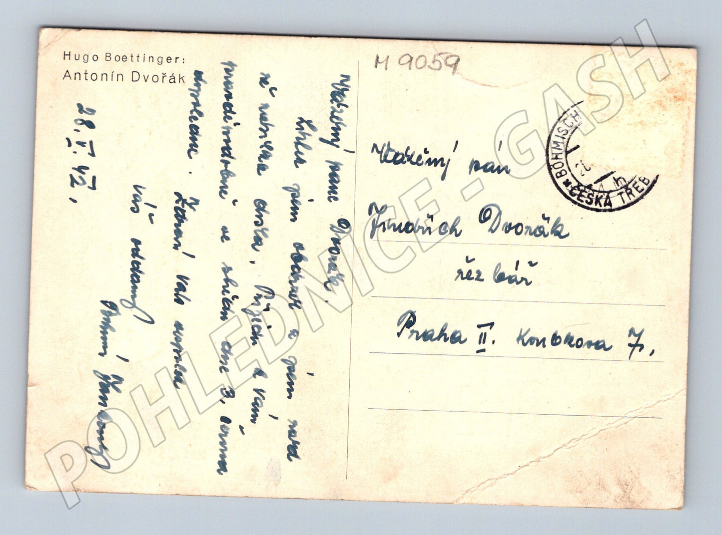 Pohlednice Antonín Dvořák Boettinger 1942 (M9059)