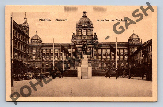 Pohlednice Praha Muzeum a socha sv. Václava (M906)