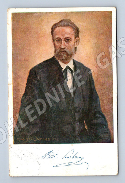 Pohlednice Bedřich Smetana s rukopisem 1934 (M9088)
