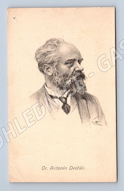 Pohlednice Antonín Dvořák portrét stará (M9093)