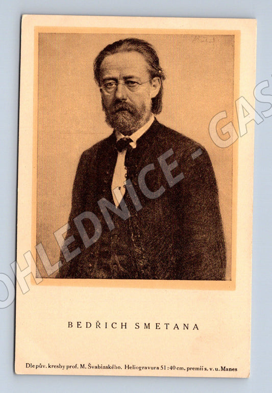 Pohlednice Bedřich Smetana portrét Švabinský (M9099)