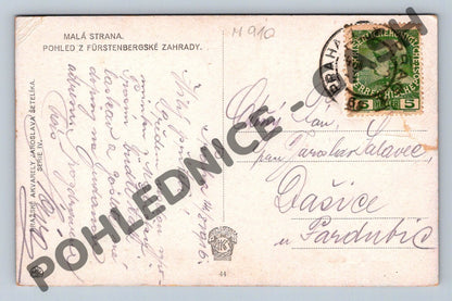 Pohlednice Praha Fürstenberská zahrada akvarel Šetelík (M910)