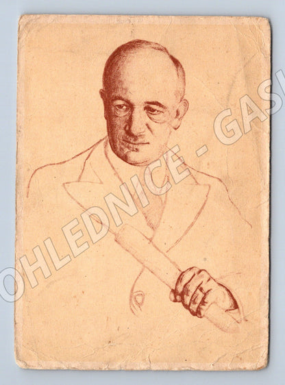 Postcard portrait of a man with a cane drawing of an elderly man (M9108)
