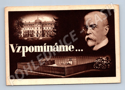 Postcard Lány grave of TG Masaryk, commemorative 1945 (M9124)
